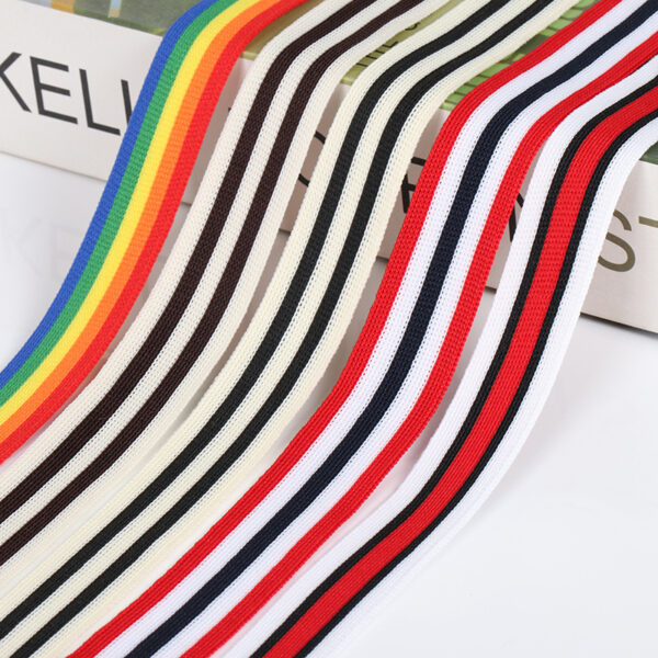 150D Polyester Intercolor Knitted Tape – Colorful Side Stripe & Neck ...