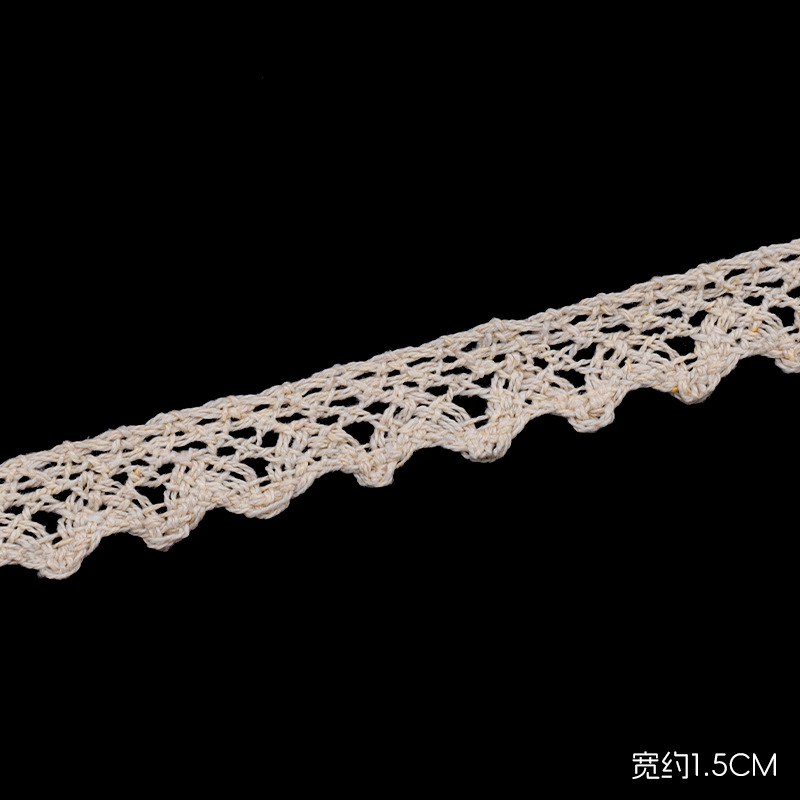 Cotton Crochet Lace Trim Ribbon – Delicate Floral Edge for Garment & Home Décor Projects