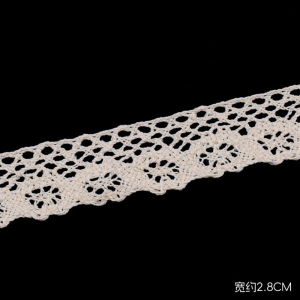 Cotton Crochet Lace Trim Ribbon – Delicate Floral Edge for Garment & Home Décor Projects