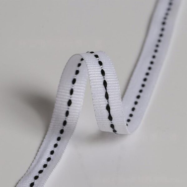 JXL-T-0020-1 In-Stock Black & White Plain Weave Dot Webbing – Polyester Side Stripe Tape for Apparel & Fashion Decoration