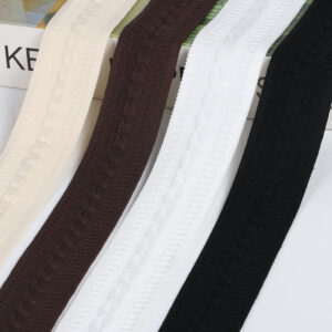 4cm Ribbed Knit Elastic Tape – Polyester Side Stripe Trim for Pants & Apparel Decoration