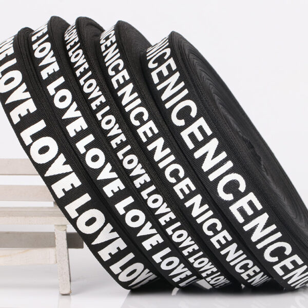 Custom Logo Polyester Webbing Tape – Printed English Letter Edge Trim & Back Neck Binding for Clothing, Bags, DIY Crafts & Fashion Accessories