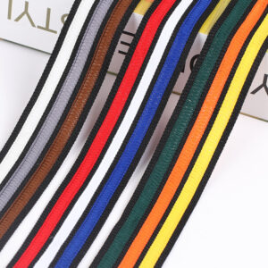 New Color-Mixed Striped Polyester Webbing – 3.2CM Decorative Side Tape for Pants, Garment Trims & Fashion Accessories
