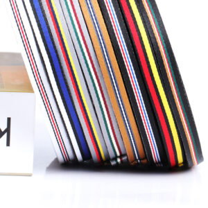 1.0cm Multicolor Stripe Polyester Webbing – 100D Dense Woven Decorative Trim for Garments, Side Tapes, and Straps