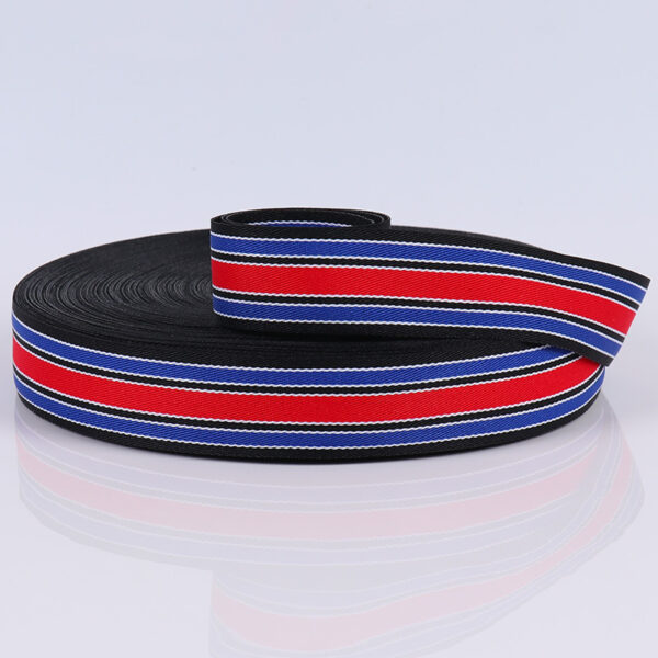 主图-02 150D Twill Mixed Color Stripe Polyester Webbing with Fishline – 2.5cm Decorative Tape for Shoes & Garment Accessories