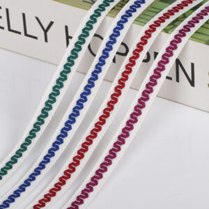 1.2cm Colorful Polyester Ribbed Jacquard Webbing – Decorative Stitching Tape for Garment Splicing & Trims