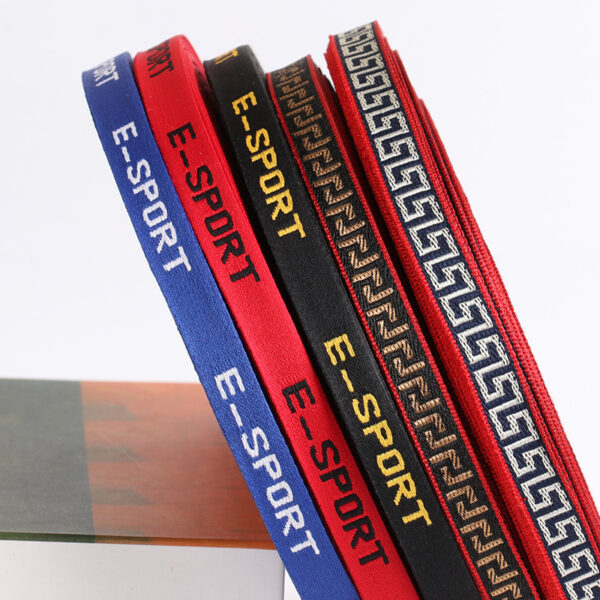 1cm E-SPORT Letter Jacquard Webbing – High-Density Polyester Trim Tape for Garment Decoration