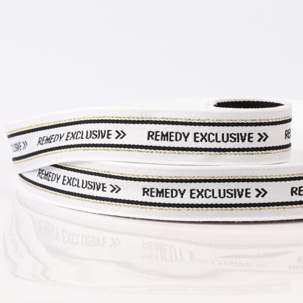 2.5cm Metallic Letter Jacquard Webbing – Gold & Silver Thread Polyester Elastic Trim Tape for Fashion & Accessories