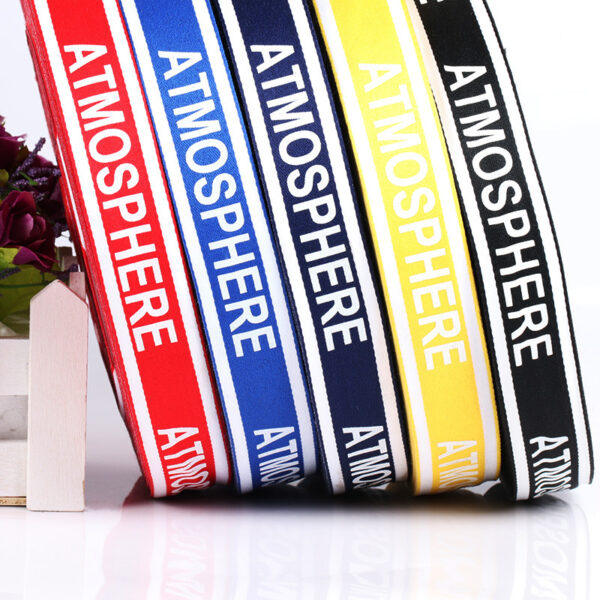 2.5cm Printed Polyester Webbing – ATMOSPHERE Letter Strap for Garment Accessories