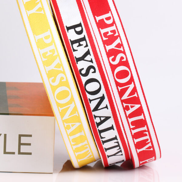 2.5cm 100D High-Density Polyester Printed Webbing – Color-Mixed Tape with “PEYSONALITY” Lettering