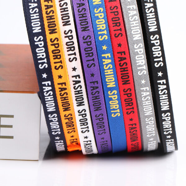 1.0cm Printed Herringbone Polyester Webbing – “FASHION SPORTS” Logo Tape for Garments, Shoes & DIY Accessories