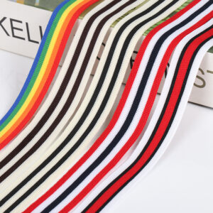 150D Polyester Intercolor Knitted Tape – Colorful Side Stripe & Neck Binding Trim for Garments