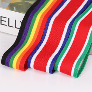 4cm Tricolor Intercolor Stripe Warp-Knitted Tape – Polyester Decorative Side Seam Webbing for Apparel