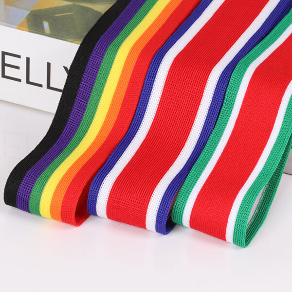 4cm Tricolor Intercolor Stripe Warp-Knitted Tape – Polyester Decorative Side Seam Webbing for Apparel