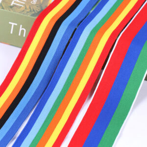 5cm Stretchable Tricolor Knitted Polyester Webbing – Side Stripe Trim for Pants & Sportswear