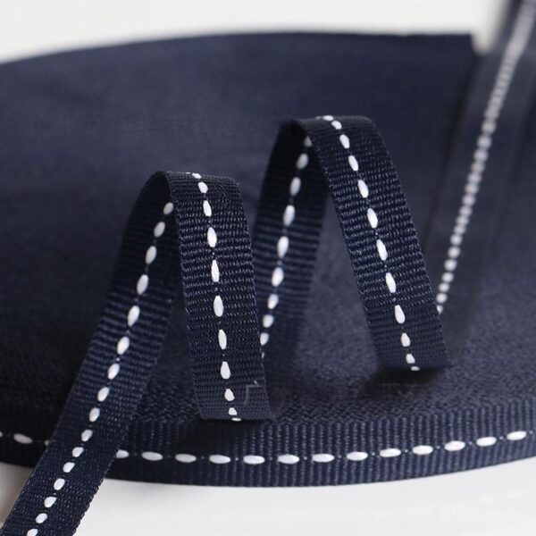 主图-03 In-Stock Black & White Plain Weave Dot Webbing – Polyester Side Stripe Tape for Apparel & Fashion Decoration