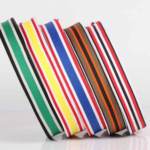 2.5cm Multicolor Polyester Ribbed Webbing Tape – High-Density Decorative Stripe Trim for DIY Sewing & Garment Accessories