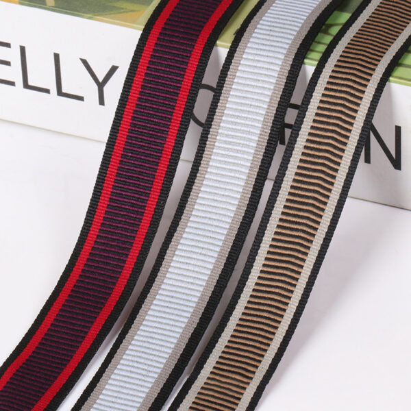2.5cm Intercolor Polyester Webbing – Striped Grosgrain Tape for Shoes, Garments, Bags & DIY Crafts