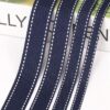 Factory Direct 15MM Navy Blue Polyester Grosgrain Tape with Contrast Jump Stitch – Decorative Binding Ribbon for Garments, Home Textiles & DIY Crafts
