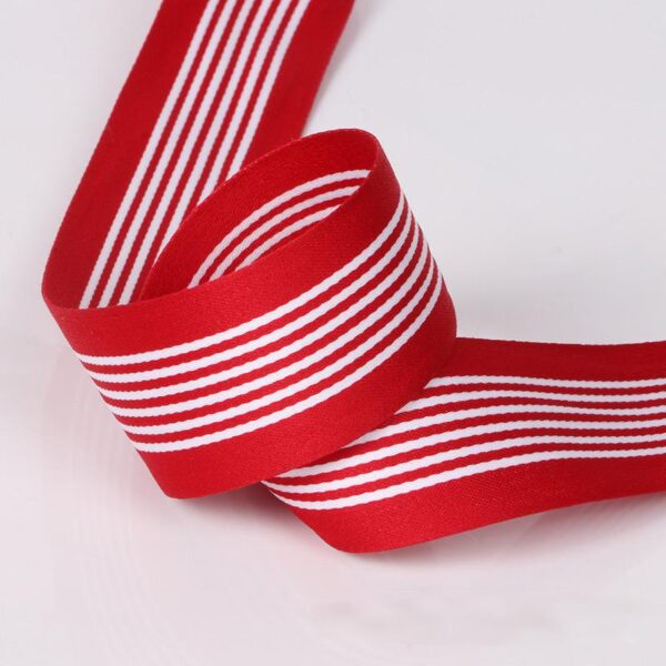 3.5CM Black & White Mélange Striped Polyester Webbing – 100D Densely Woven Trim for Garment Binding, DIY Crafts & Wholesale Supply