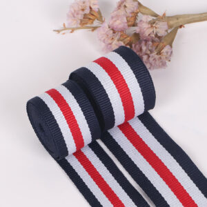 Red-White-Blue Striped Polyester Webbing 1–4CM – 300D Densely Woven Flat Trim for Garment Side Stripes, Bags & DIY Accessories