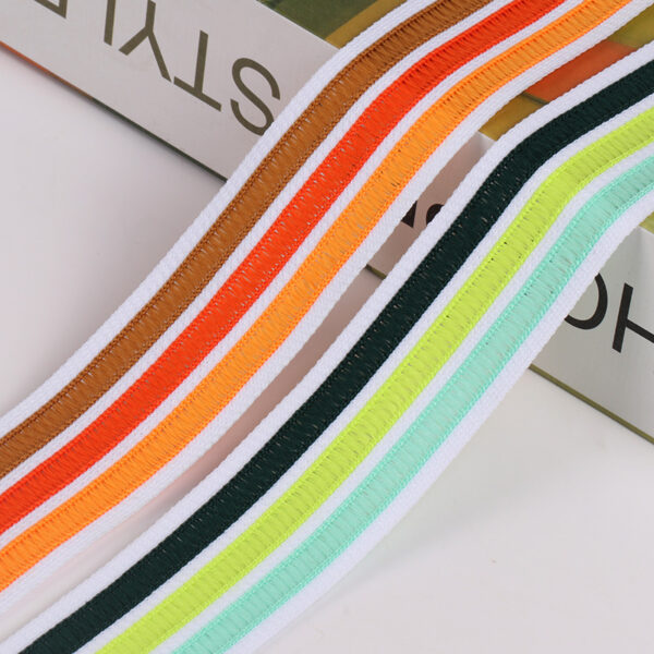 New Color-Mixed Striped Polyester Webbing – 3.2CM Decorative Side Tape for Pants, Garment Trims & Fashion Accessories