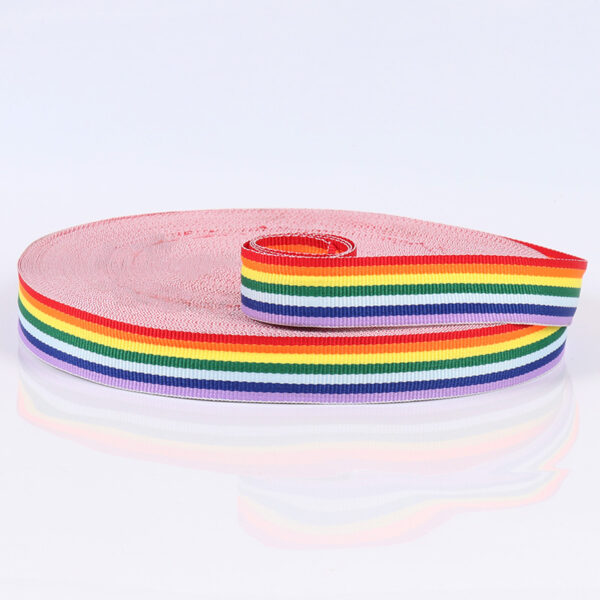 1–6cm Rainbow Stripe Woven Webbing – Colorful Polyester Tape for Apparel Tags, DIY Crafts, Fashion Accessories & Packaging