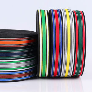 150D Twill Mixed Color Stripe Polyester Webbing with Fishline – 2.5cm Decorative Tape for Shoes & Garment Accessories