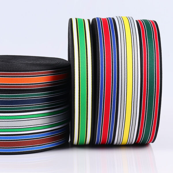 主图-03 150D Twill Mixed Color Stripe Polyester Webbing with Fishline – 2.5cm Decorative Tape for Shoes & Garment Accessories