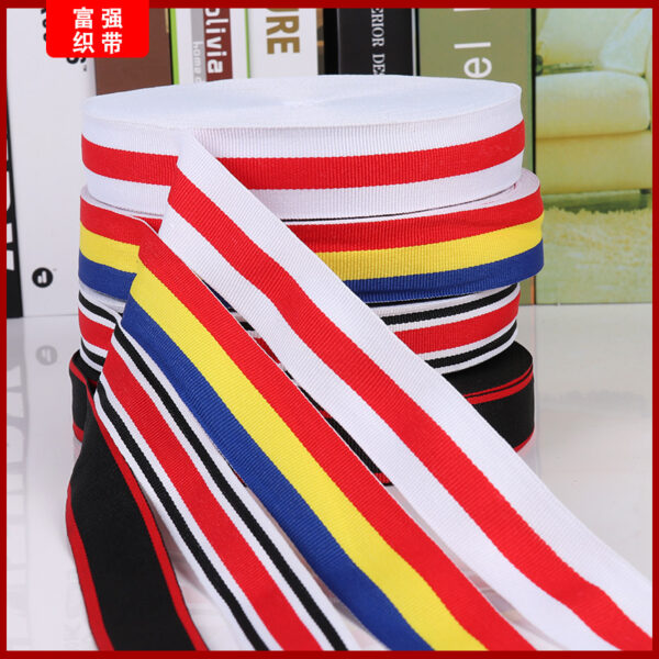 主图-03 Red-White-Blue Tricolor Polyester Webbing – 1.0–3.0cm Flat Weave Tape for Bag, Shoe & Garment Trim (300D)
