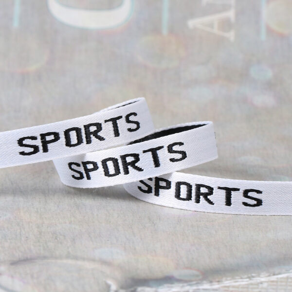 1cm Polyester Jacquard Letter Webbing – “SPORTS” Dense Woven Tape for Garment Necklines & Edge Binding