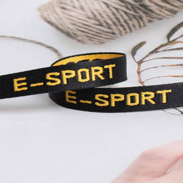 1cm E-SPORT Letter Jacquard Webbing – High-Density Polyester Trim Tape for Garment Decoration