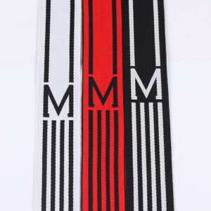 3cm Elastic Polyester Jacquard Webbing with "M" Letter Design – Side Stripe Trim for Pants & Garments
