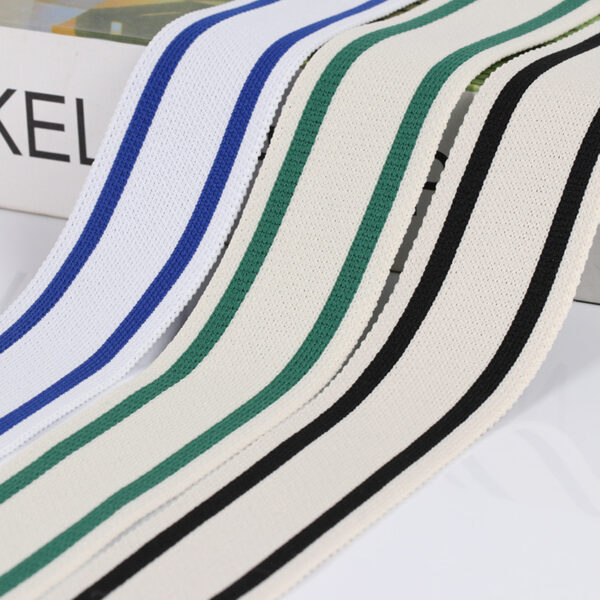 Black and White Striped Ribbed Jacquard Knit Tape – 4cm to 6cm Sport Style Side Trim for Casualwear