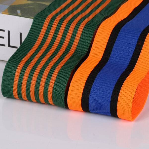 5–6cm Wide Tricolor Intercolor Stripe Knit Tape – Polyester Warp-Knitted Decorative Webbing for Casualwear