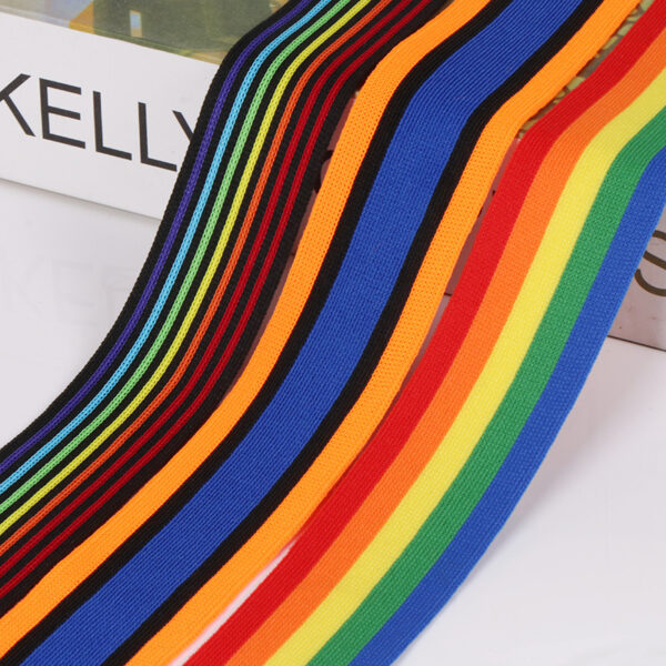 4cm Tricolor Intercolor Stripe Warp-Knitted Tape – Polyester Decorative Side Seam Webbing for Apparel