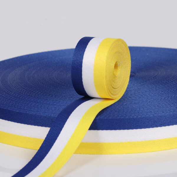 100D Three-Color Striped Polyester Webbing – High-Density Woven Tape for Pants Side Stripes, Garment Trims & DIY Clothing Crafts