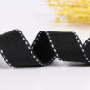 1CM Black Polyester Webbing with White Jump Stitch – Flat Woven Trim for DIY Accessories, Hair Bows & Decorative Crafting