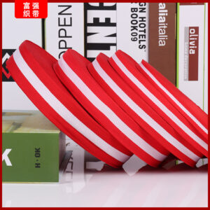 Red-White-Blue Tricolor Polyester Webbing – 1.0–3.0cm Flat Weave Tape for Bag, Shoe & Garment Trim (300D)