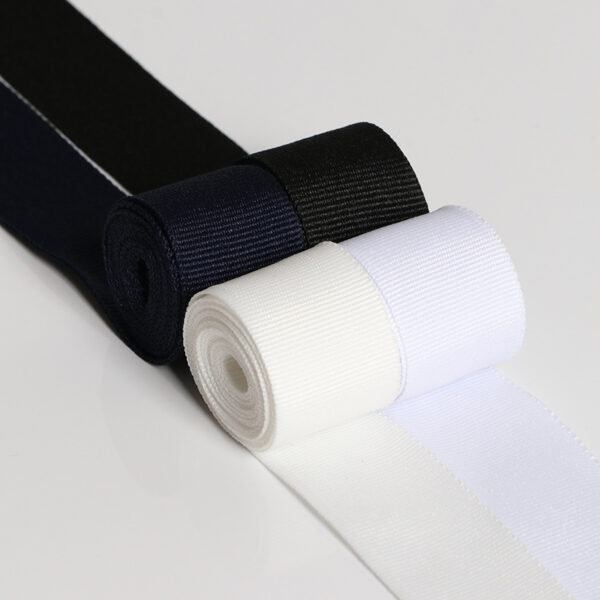 Factory Direct Black & White Striped Polyester Grosgrain Ribbon – Dense Plain Weave Webbing for Garment Trims & Textile Accessories