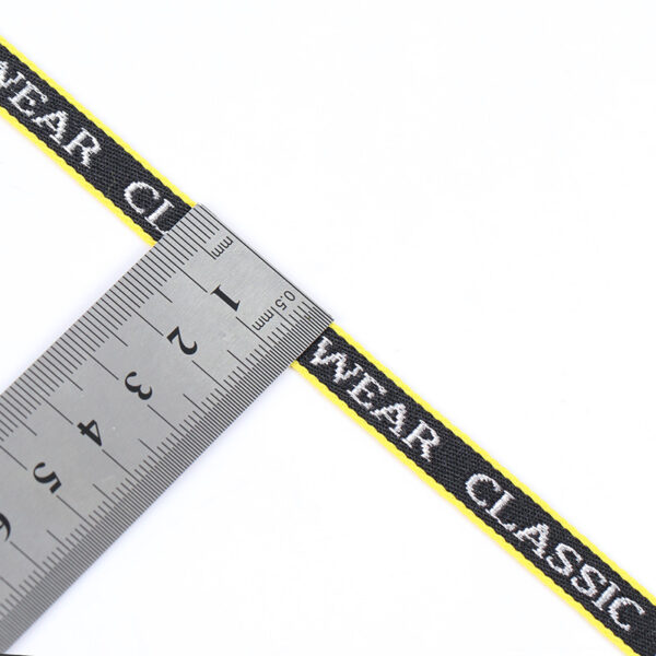 1cm–2cm Silver Thread Letter Jacquard Webbing – Polyester “Classic Wear” Trim Tape for Garment Decoration