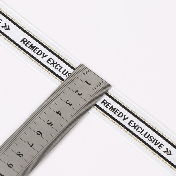 2.5cm Metallic Letter Jacquard Webbing – Gold & Silver Thread Polyester Elastic Trim Tape for Fashion & Accessories