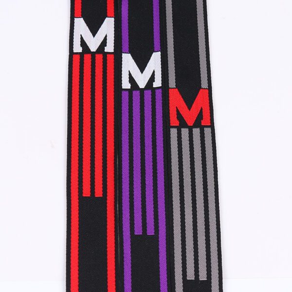 3cm Elastic Polyester Jacquard Webbing with "M" Letter Design – Side Stripe Trim for Pants & Garments