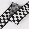 Black & White Checkered Ribbed Knit Tape – 4.0–5.5cm Elastic Jacquard Trim for Casual Pants