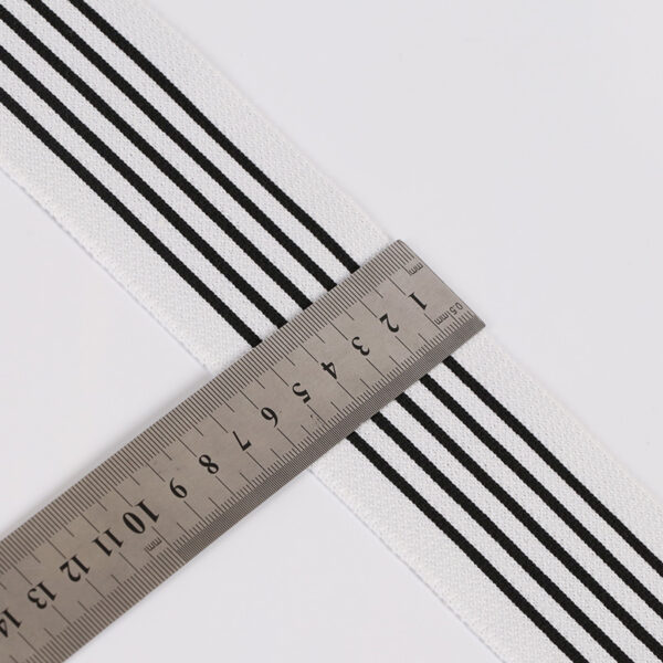 Black and White Striped Ribbed Jacquard Knit Tape – 4cm to 6cm Sport Style Side Trim for Casualwear