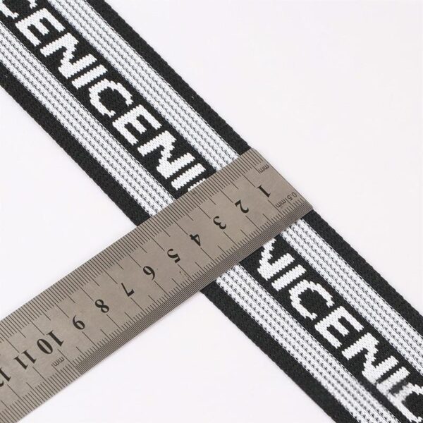 5cm Ribbed Jacquard Knit Tape – “Nice” Text Side Trim for Sportswear and Fashion Apparel