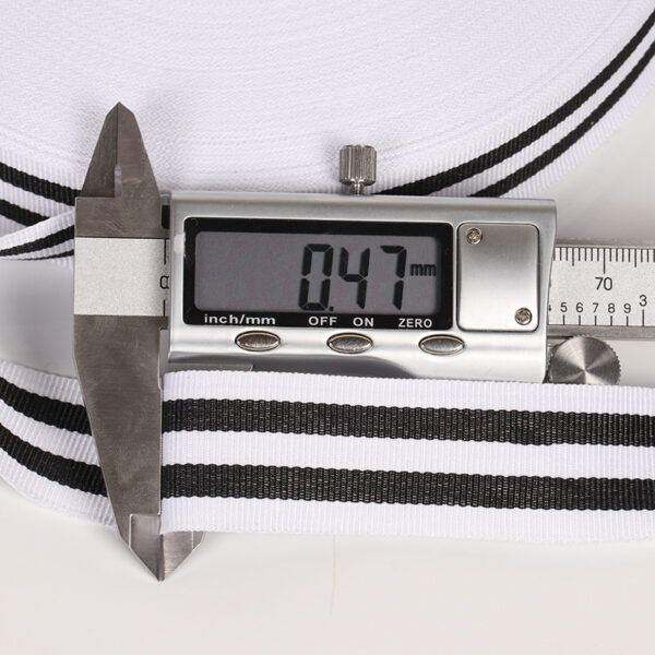 主图-04 Wholesale Black and White Stripe Polyester Webbing – High-Density Flat Grosgrain Trim for Clothing & Accessories