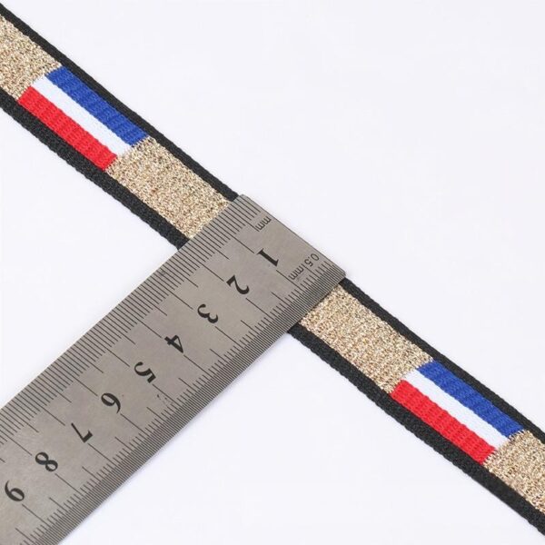 2cm Striped Intercolor Knitted Tape with Metallic Yarn – Gold & Silver Jacquard Polyester Side Stripe
