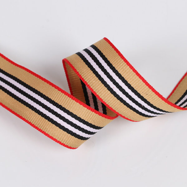 2.5cm Multicolor Polyester Ribbed Webbing Tape – High-Density Decorative Stripe Trim for DIY Sewing & Garment Accessories