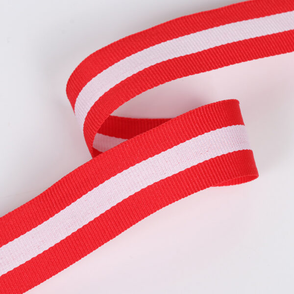 主图-05 Colorful 300D Polyester Woven Stripe Tape – Dense Plain Weave Multi-Color Webbing Trim for Clothing Decoration & Apparel Accessories